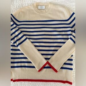 La Ligne Women’s Lean Lines Crewneck Sweater - Cream, Blue, and Red - Like New